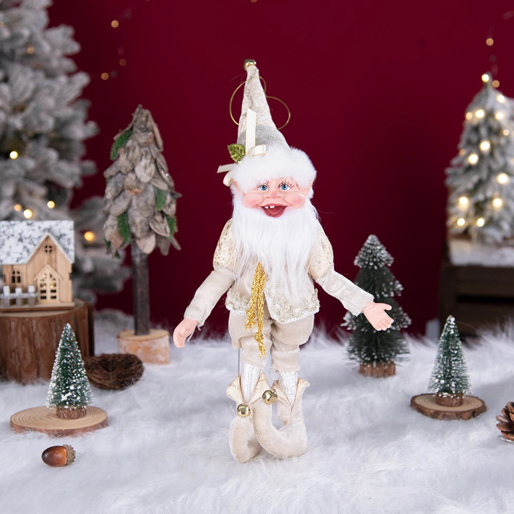Kerst pop elf met krans – feestelijke pluche hanger voor decoratie
