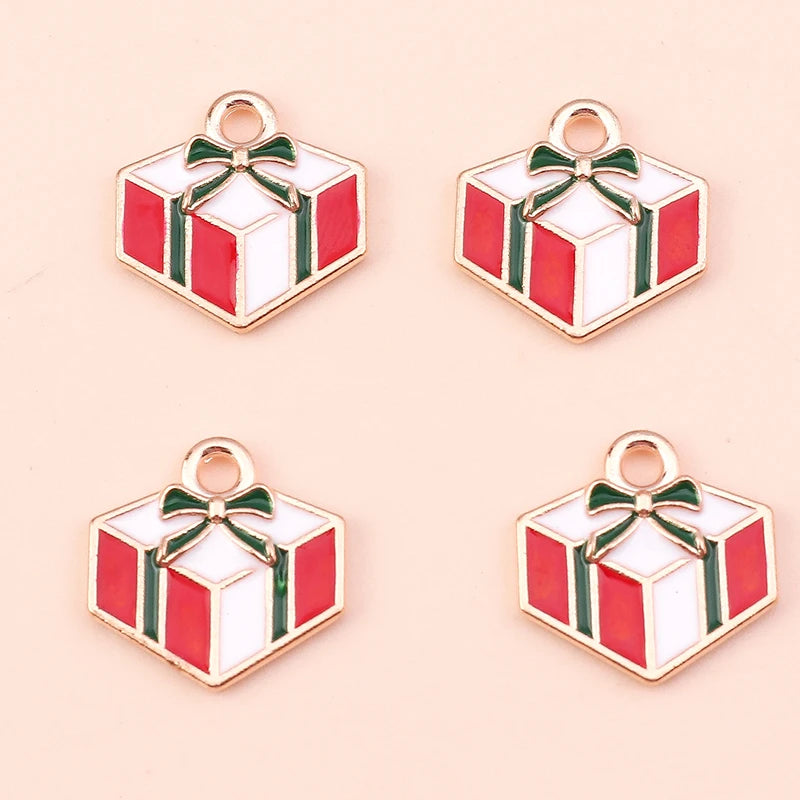 Kerst hangers mix sneeuwpop, Kerstman en meer emaille bedels voor sieraden - 10 stuks