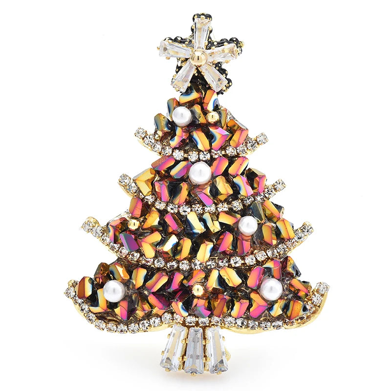Broche Kristallen Kerstboom – Handgemaakt – Unisex – Feestelijk & Elegant