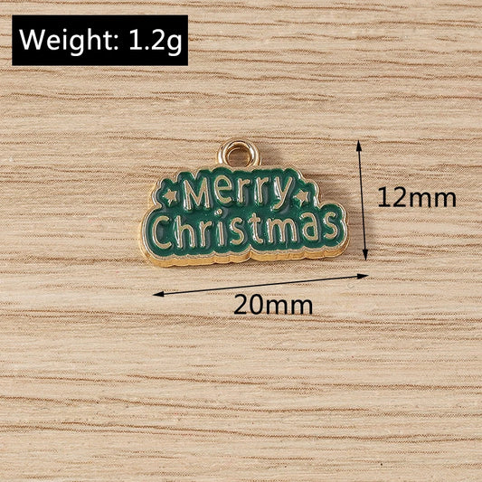 Kerst hangers emaille Merry Christmas bedels voor sieraden en decoratie - 10 stuks