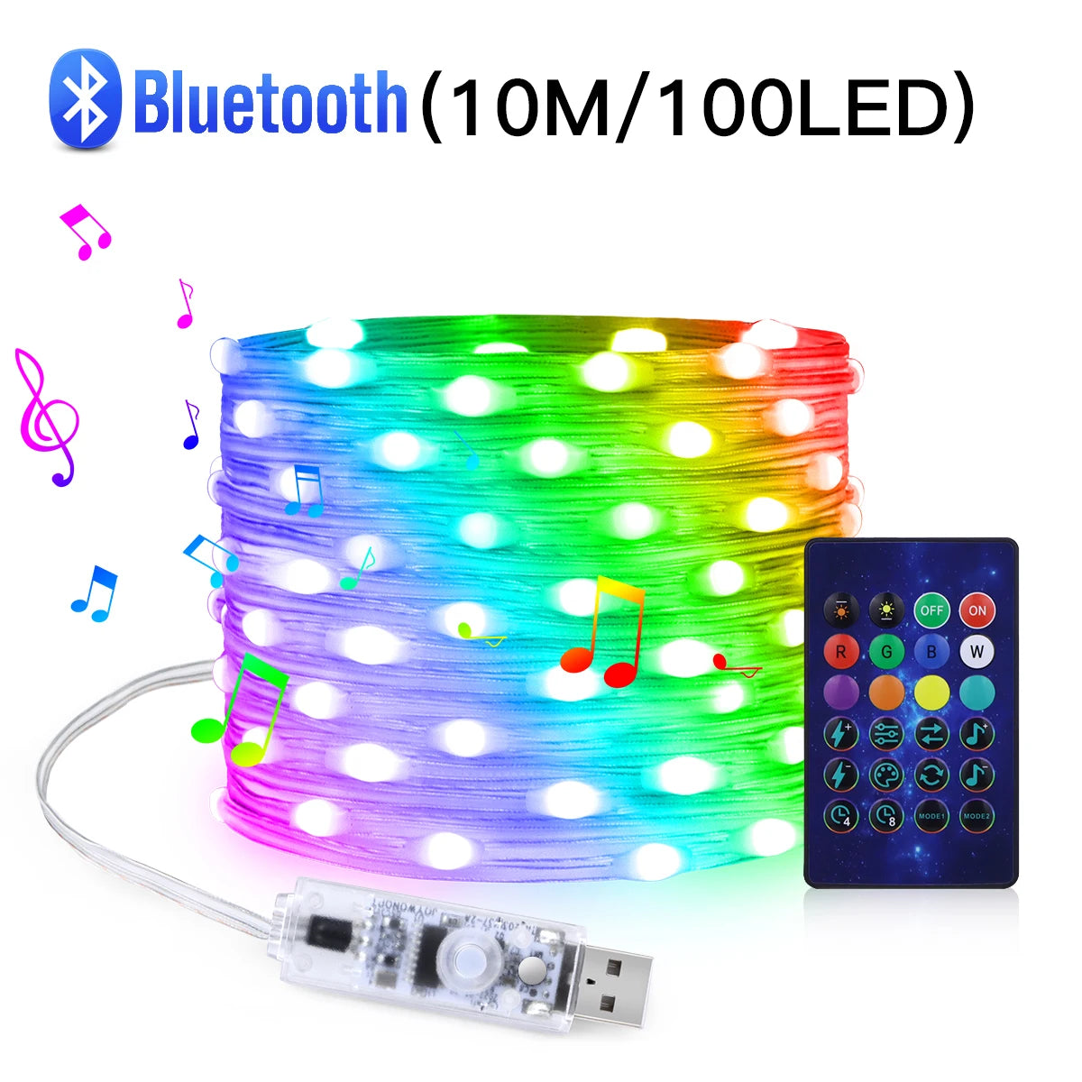 Slimme Kerstverlichting met Bluetooth – USB LED Sfeerverlichting RGBIC, IP65 Waterdicht, App Bediening (2M-20M)