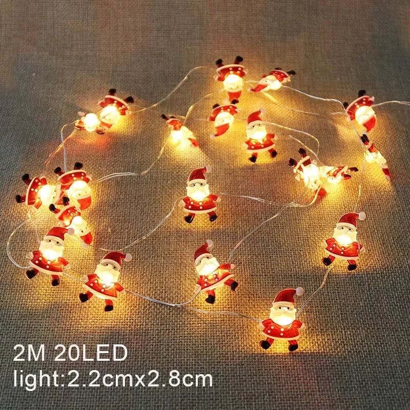 Verlichte Kerst slinger met Kerstman en Sneeuwpop LED lichtsnoer voor feestelijke decoratie