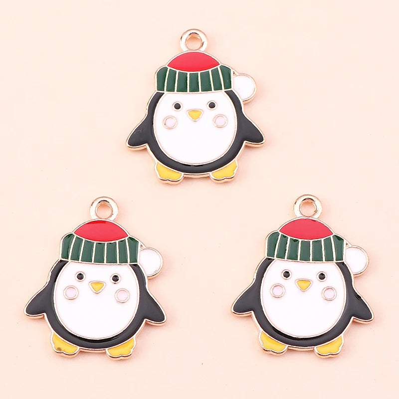 Kerst hangers mix sneeuwpop, Kerstman en meer emaille bedels voor sieraden - 10 stuks