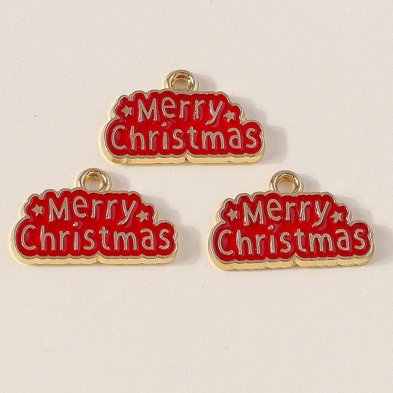Kersthanger voor ketting of armband kerstboom rendier bel sneeuwpop hanger set - 10 stuks