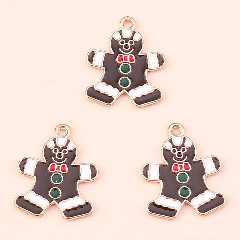 Kerst hangers mix sneeuwpop, Kerstman en meer emaille bedels voor sieraden - 10 stuks