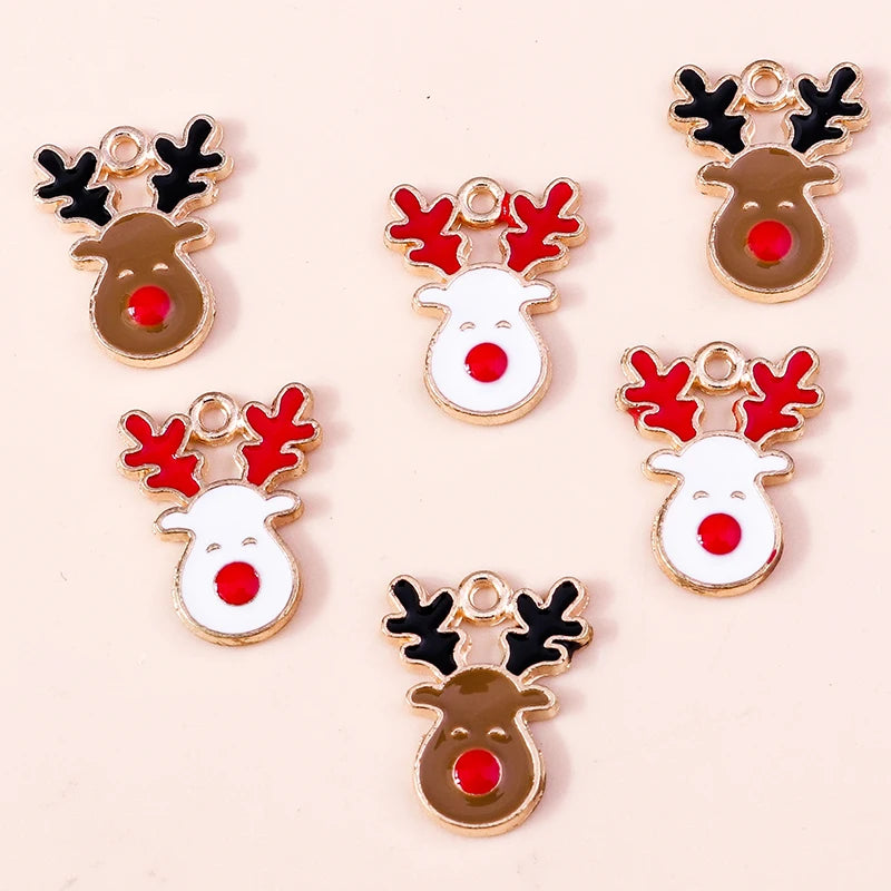 Kerst hangers rendier emaille bedels dieren voor sieraden en decoratie - 20 stuks