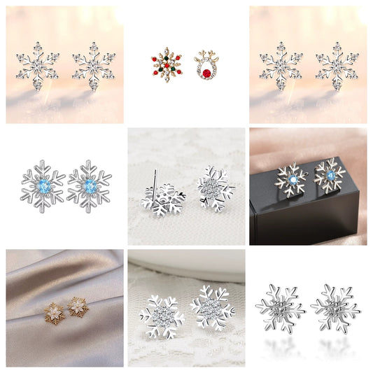 Kerst oorbellen sneeuwvlok met kristal – elegante feestelijke sieraden voor dames