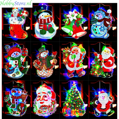 Diamond Painting Lamp Kerst LED Licht met Steentjes – Kleurrijke Verlichting voor Huisdecoratie