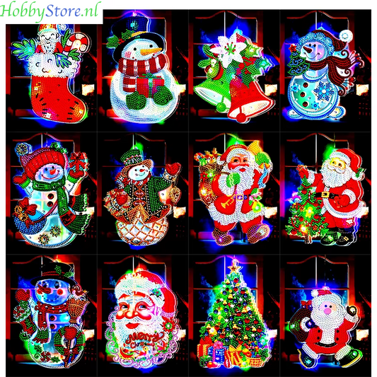Diamond Painting Lamp Kerst LED Licht met Steentjes – Kleurrijke Verlichting voor Huisdecoratie