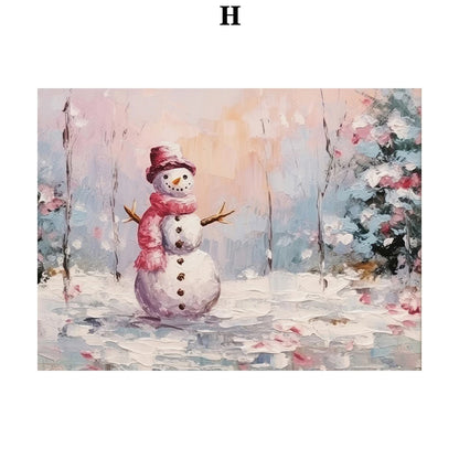 Kerst schilderij sneeuwpop kerstman kerstboom canvas wanddecoratie