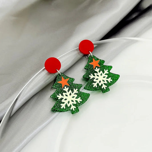 Kerst oorbellen elegante asymmetrische hangers met lange ketting - 004