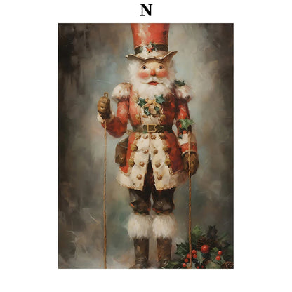 Kerst schilderij Santa Claus sneeuwvlokken poster voor feestelijke muurdecoratie
