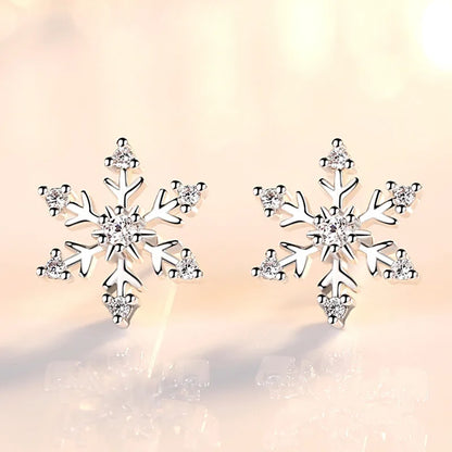 Kerst oorbellen sneeuwvlok met kristal – elegante feestelijke sieraden voor dames