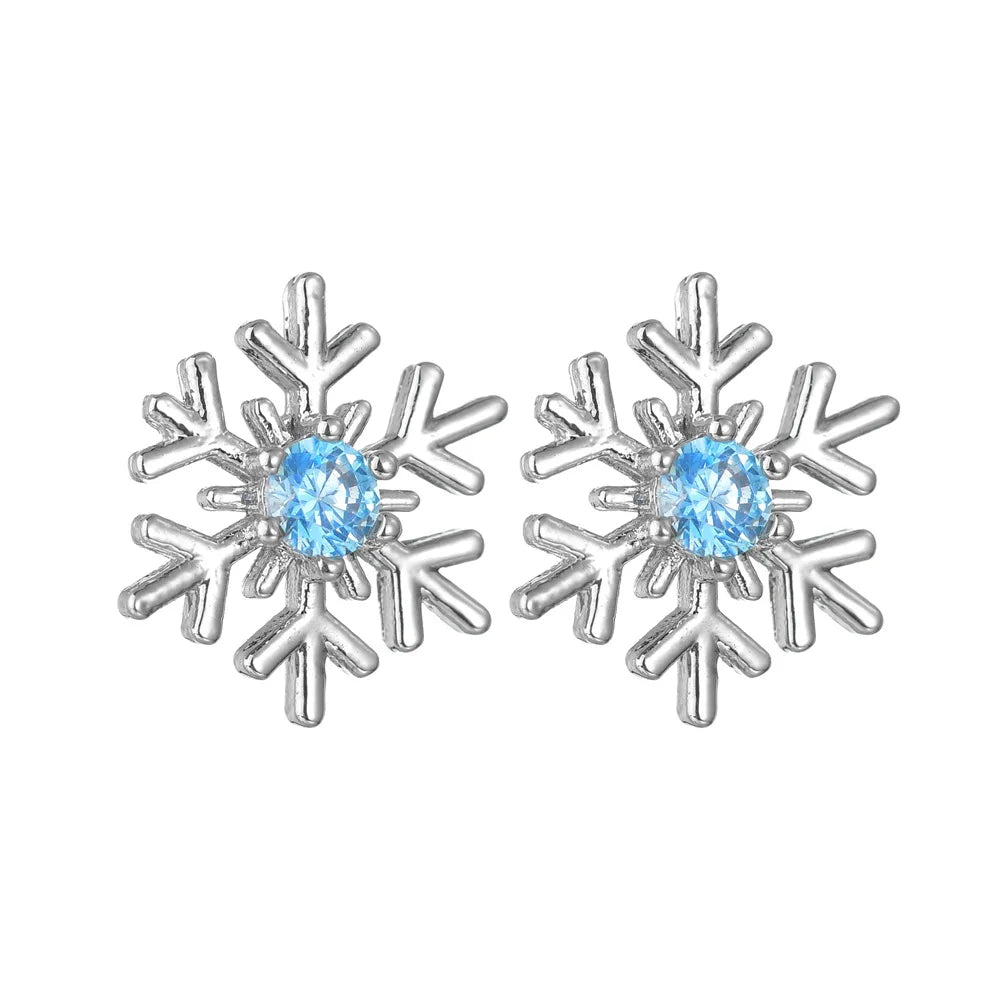 Kerst oorbellen sneeuwvlok met kristal – elegante feestelijke sieraden voor dames