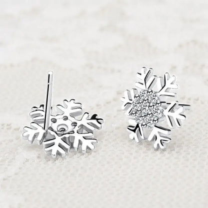 Kerst oorbellen sneeuwvlok met kristal – elegante feestelijke sieraden voor dames