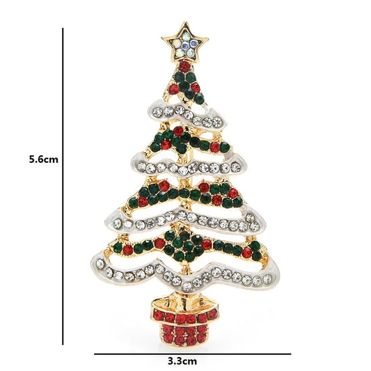 Kerst Broche – Designer Kerstboom met Multicolor Strass