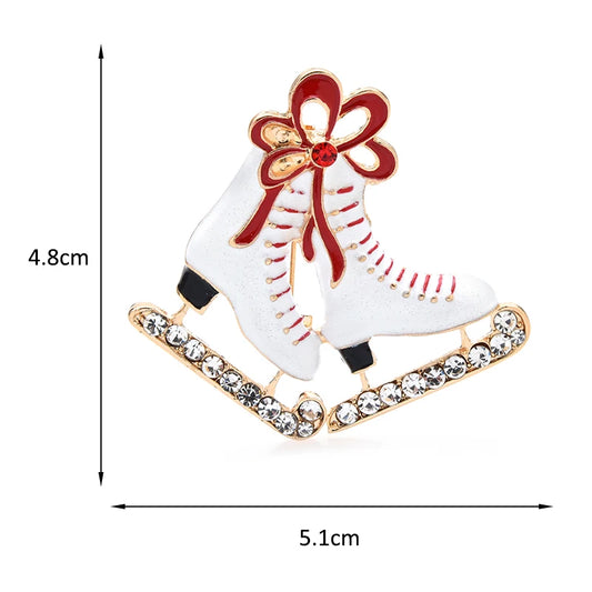 Broche Kerst | Witte schaats broche voor sportieve stijl en flair