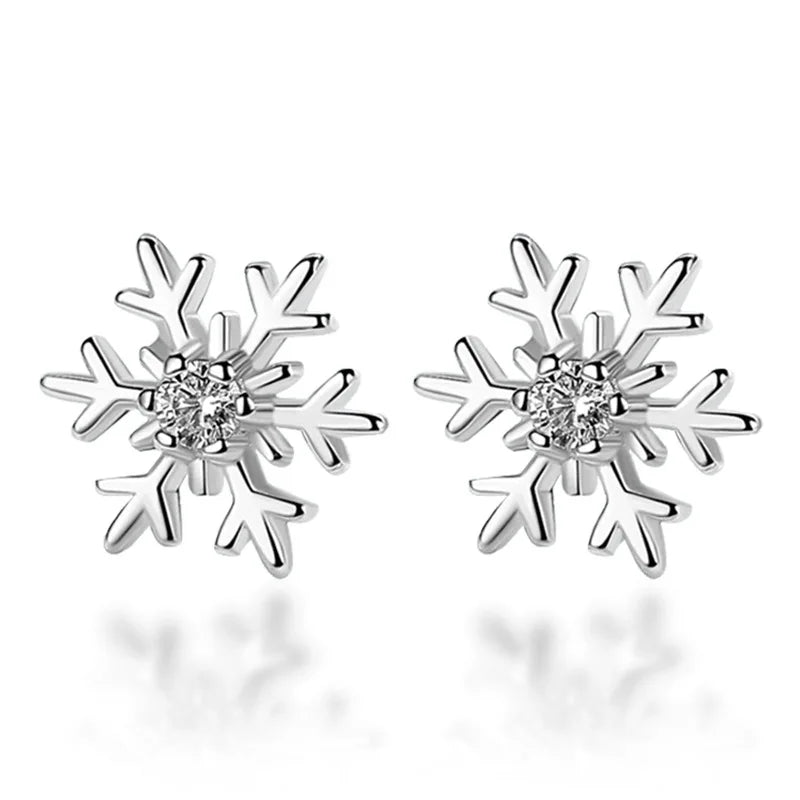 Kerst oorbellen sneeuwvlok met kristal – elegante feestelijke sieraden voor dames