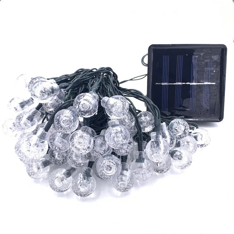 Kerst Lichtsnoer met Kristal Ballen – 10M Solar LED Buitenverlichting Waterdicht