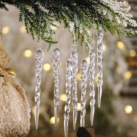 Kerstboom ornament ijskristal hangers set van 10 stuks 13cm - diverse kleuren