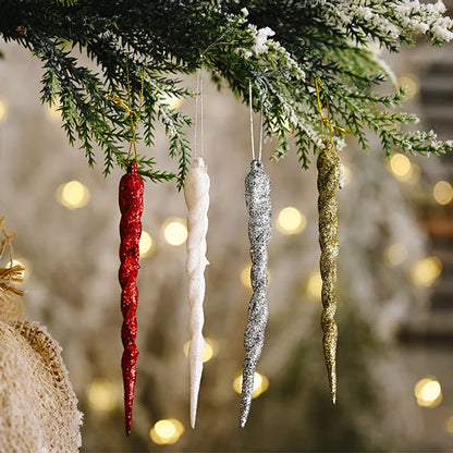 Kerstboom ornament ijskristal hangers set van 10 stuks 13cm - diverse kleuren