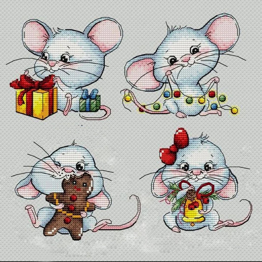 Stempel met snijmal als optie – Muis en dieren patroon (8×9 cm)