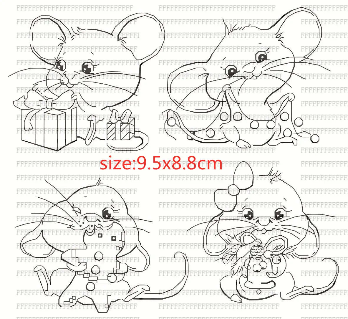 Stempel met snijmal als optie – Muis en dieren patroon (8×9 cm)