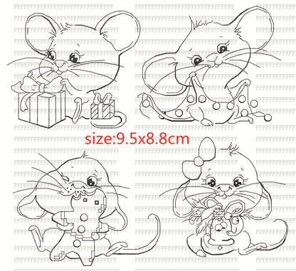 Stempel met snijmal als optie – Muis en dieren patroon (8×9 cm)