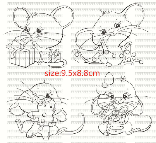 Stempel met snijmal als optie – Muis en dieren patroon (8×9 cm)
