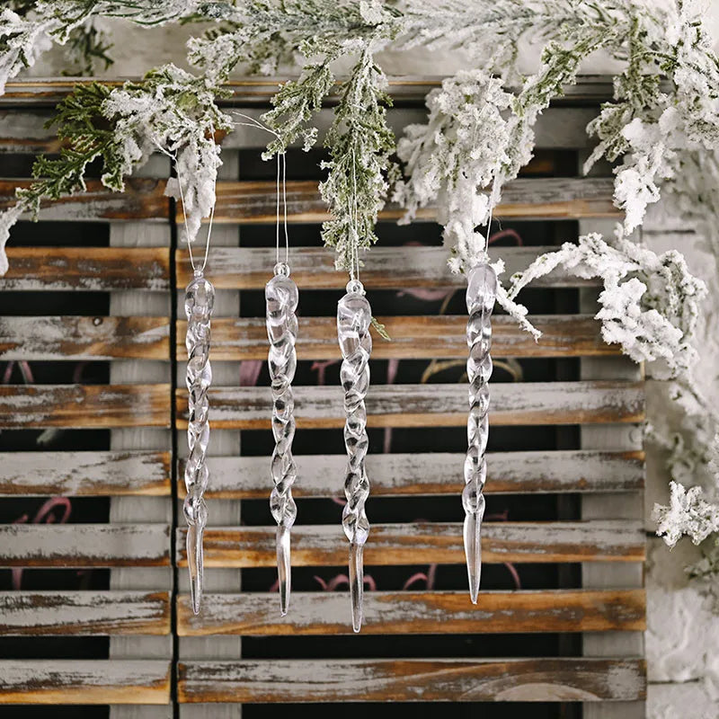 Kerstboom ornament ijskristal hangers set van 10 stuks 13cm - diverse kleuren
