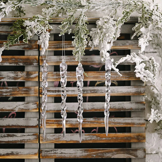 Kerstboom ornament ijskristal hangers set van 10 stuks 13cm - diverse kleuren