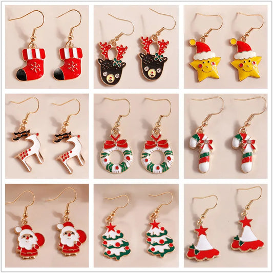 Kerst oorbellen sneeuwvlok rendier kerstboom en kerstman hangers