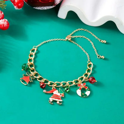 Kerst armband met kerstman sneeuwpop ster en kerstboom hanger