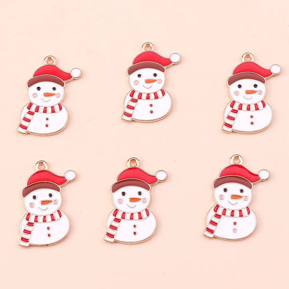 Kerst hangers mix sneeuwpop, Kerstman en meer emaille bedels voor sieraden - 10 stuks