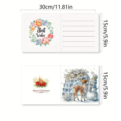 Diamond Painting Kerstkaarten Set – 6 Stuks