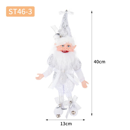 Kerst pop elf met krans – feestelijke pluche hanger voor decoratie