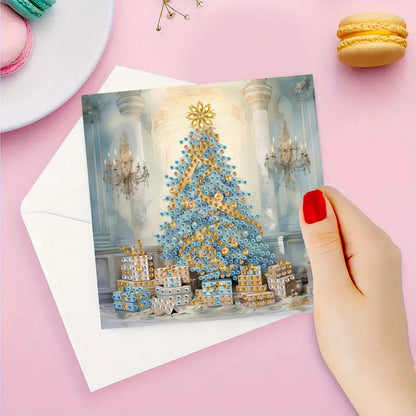 Diamond Painting Kerstkaarten Set - Sneeuwpop Thema (6 stuks)