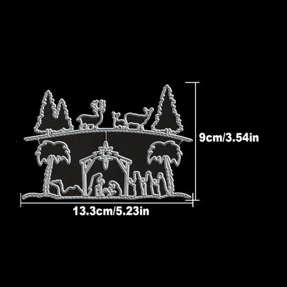 Snijmal kerststal bos half-cut metalen stansvorm voor scrapbooking