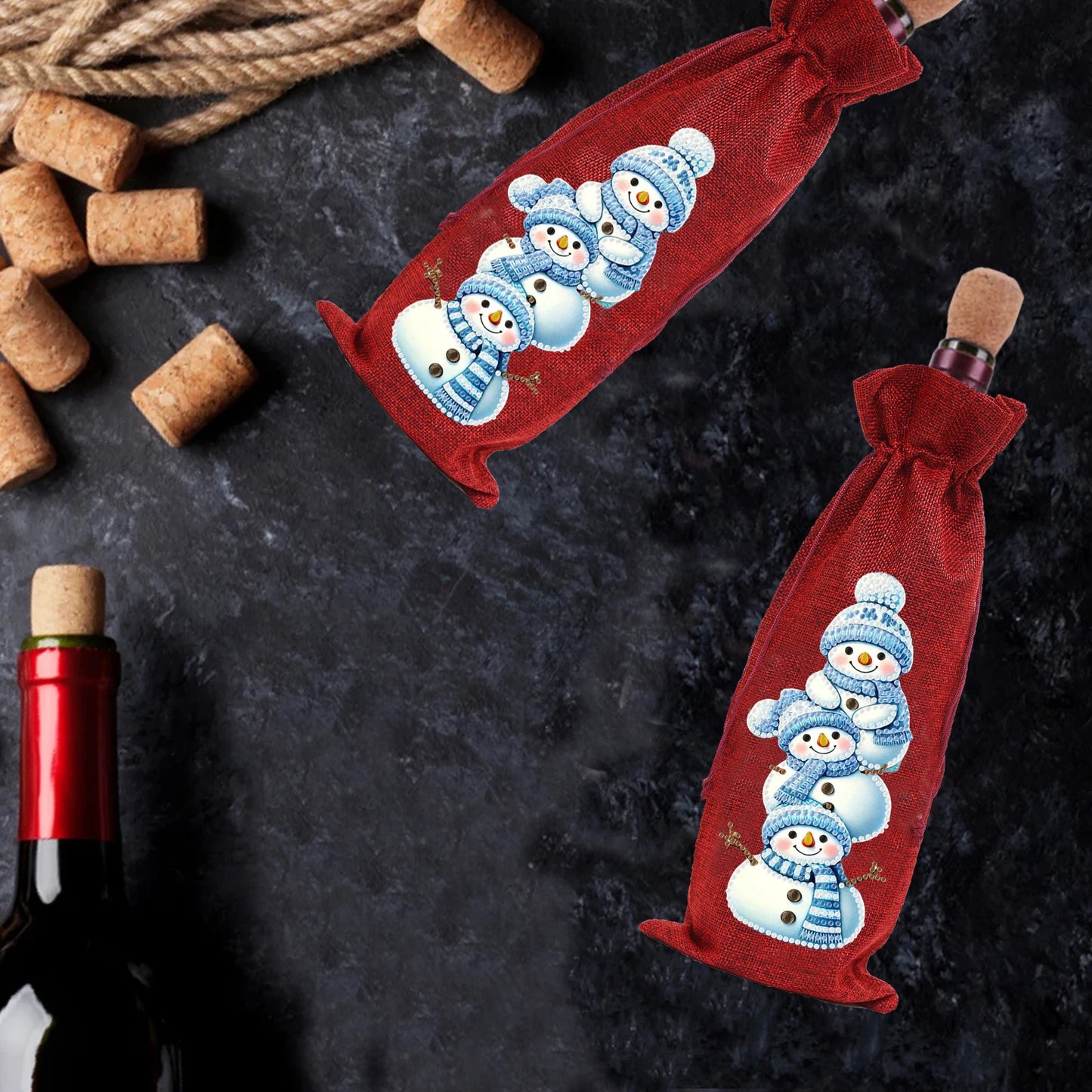 Diamond Painting Kerst Wijnfles Tas - Feestelijke Decoratie