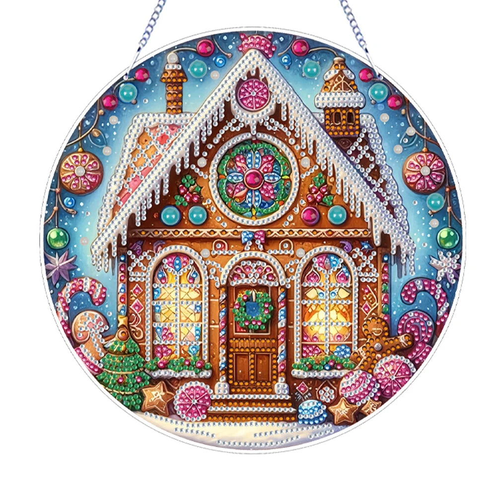 Diamond Painting Kerstkrans raamdecoratie met strass steentjes