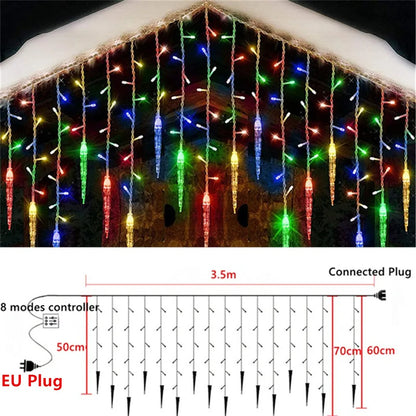 Kerst lichtgordijn sneeuwvlok, ster of ijspegel LED raamverlichting met 8 lichtstanden