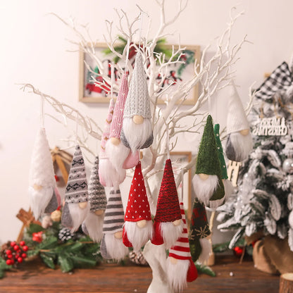 Set kersthangers – 3 schattige kerstgnomen met gebreide muts, 17 cm