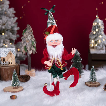 Kerst pop elf met krans – feestelijke pluche hanger voor decoratie