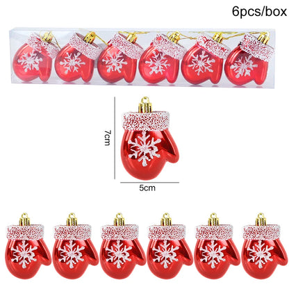 Kerstboom ornament set rood ster sneeuwvlok kerstballen decoratie - 6 stuks