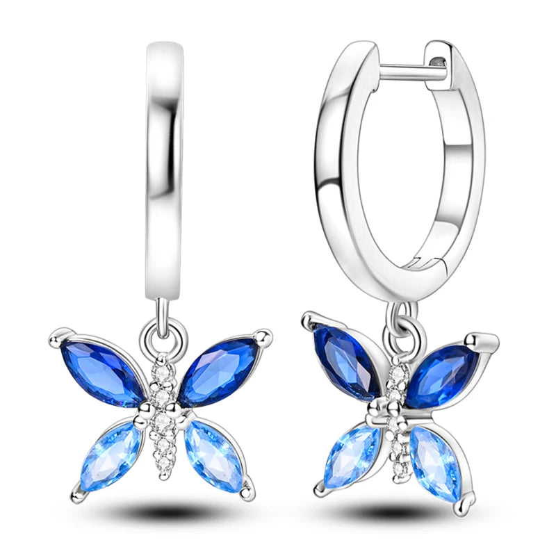 Kerst oorbellen 925 zilver sneeuwvlok met fonkelende zirkonia