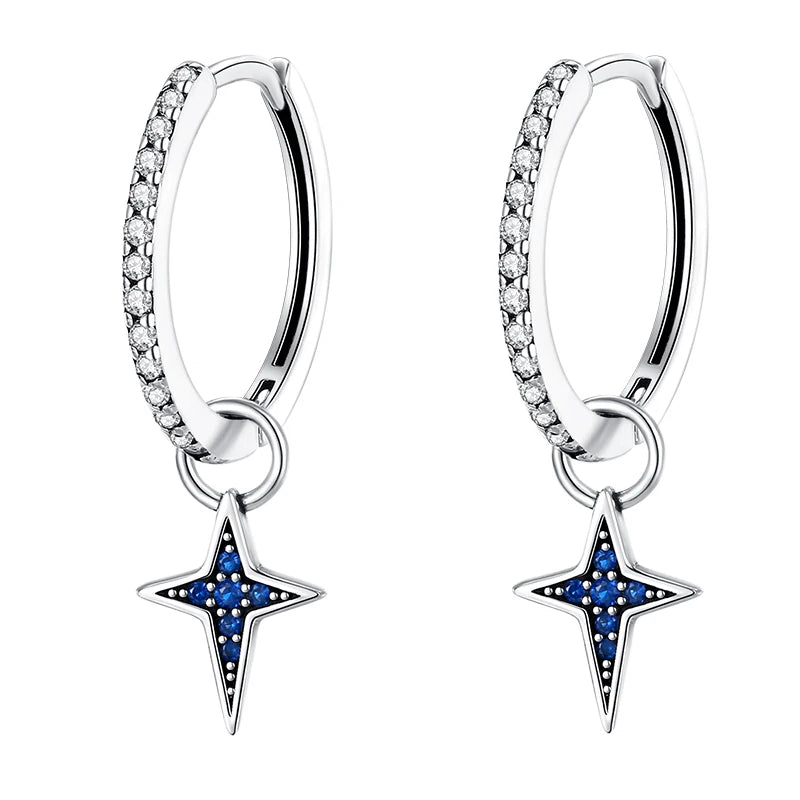 Kerst oorbellen 925 zilver sneeuwvlok met fonkelende zirkonia