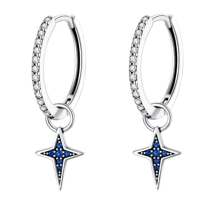 Kerst oorbellen 925 zilver sneeuwvlok met fonkelende zirkonia