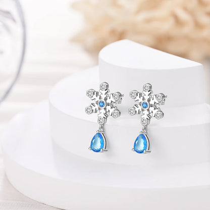 Kerst oorbellen 925 zilver sneeuwvlok met fonkelende zirkonia