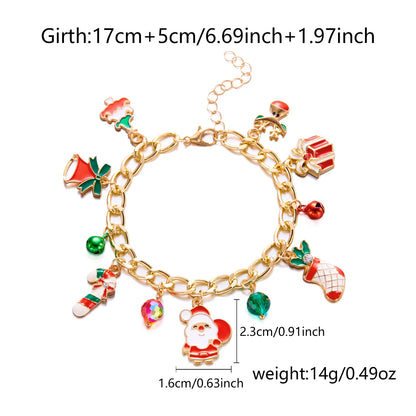 Kerst armband met kerstboom, sneeuwvlok, kerstman en belletjes