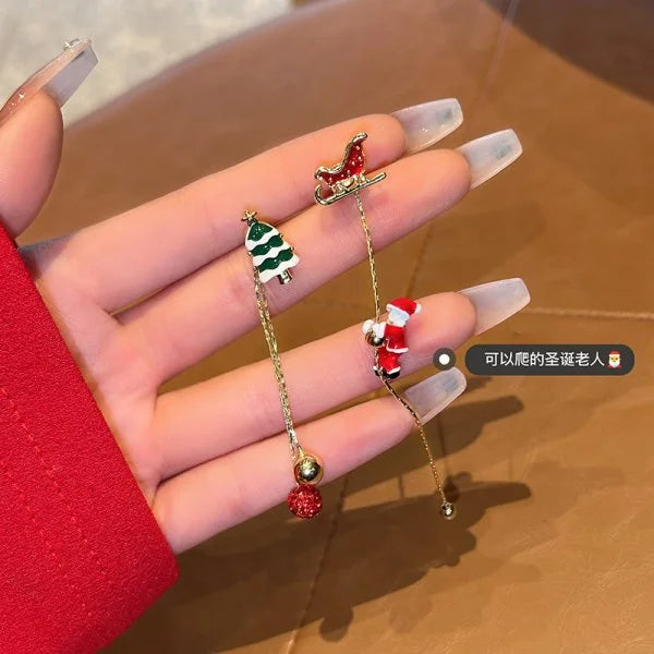 Kerst oorbellen set kerstboom met kristallen ster en zilverkleurige afwerking